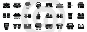 Cup holder icons set simple vector. Food paper box