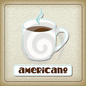 A cup of hot americano in the old cardboard. photo