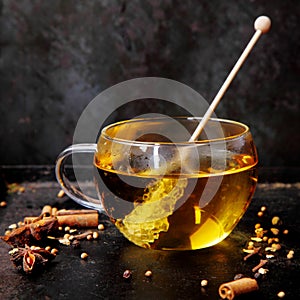 Cup of hot aromatic spicy tea