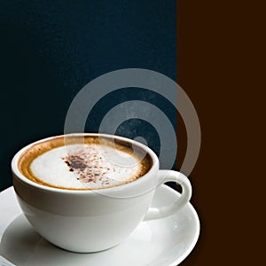 A Cup of Hot Cappuccino on Background in Square size Image