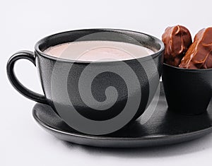 Cup of hot chocolate with chocolate photo