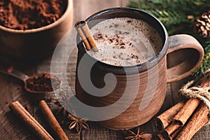 Cup of Hot Chocolate With Cinnamon Stick photo