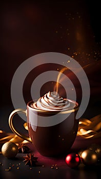 Cup of hot chocolate with copy space.Generative AI