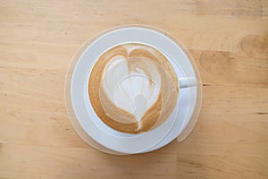Cup of hot coffee latte art