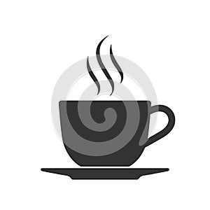 Cup hot coffee with vapour graphic icon