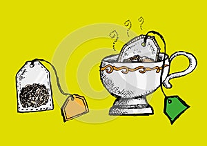 Cup of Hot Drink Doodle Artwork style. Editable Clip Art.