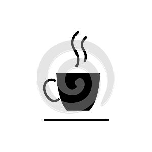 Cup of hot drink outline icon. Coffee mug. Black silhouette symbol. Isolated vector illustration