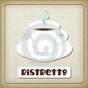A cup of hot ristretto in the old cardboard photo