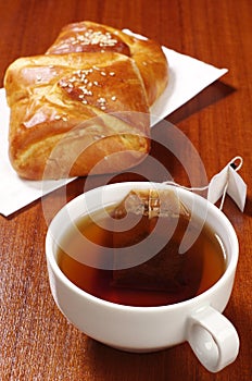 Cup of hot tea with teabag