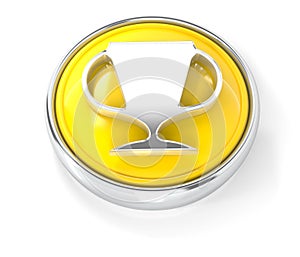 Cup icon on glossy yellow round button