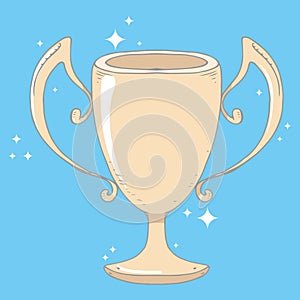 Cup icon. Sports cup for first place vector illustration. Hand drawn sports cup