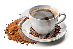 Cup of Instant Coffee Isolated on a White Background