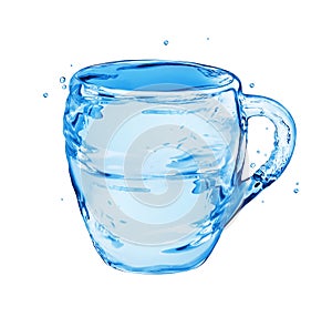 Cup made of water. Ð¡onceptual image on white background