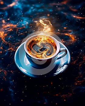 Cup of Magic Coffee with Sparkles - AI generated