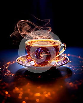 Cup of Magic Coffee with Sparkles - AI generated