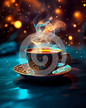 Cup of Magic Coffee with Sparkles - AI generated