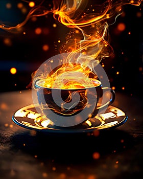 Cup of Magic Coffee with Sparkles - AI generated