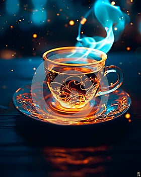 Cup of Magic Coffee with Sparkles - AI generated