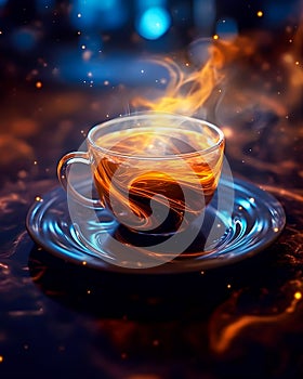 Cup of Magic Coffee with Sparkles - AI generated
