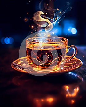 Cup of Magic Coffee with Sparkles - AI generated