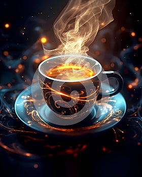 Cup of Magic Coffee with Sparkles - AI generated