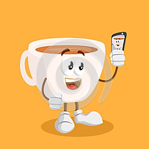 Cup mascot and background with camera pose