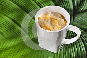 Cup of mazamorra paisa, typical Colombian food