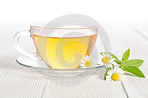 Cup of medicinal chamomile tea