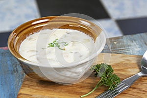 A cup of Mushroom cream soup