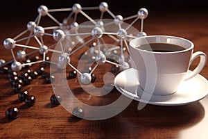 Cup of natural coffee molecular component. Generate ai