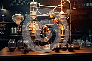 Cup of natural coffee molecular component. Generate ai