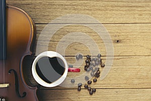Cup ofcoffee and violin