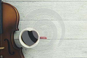 Cup ofcoffee and violin