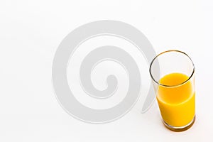 Cup of orange juice isolated on white background.