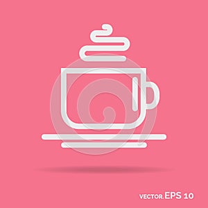 Cup outline icon white color isolated on background