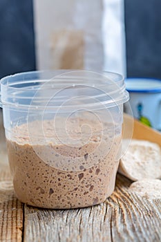 Cup with rye leaven.