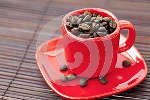 Cup,saucer and coffee beans