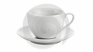 A cup and saucer of coffee on a white background.