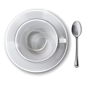 Cup, saucer and spoon