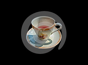 A cup on a saucer in traditional Japanese style is usually used to serve tea