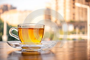 A cup of scented tea on the table