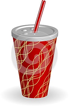 Cup of soda with striped straw