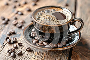 Cup of specialty coffee beans cafe mug fresh spicy juicy sweet brazil caffeine decaf americano espresso with milk cream