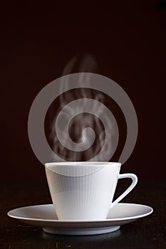 Cup of steaming hot coffee