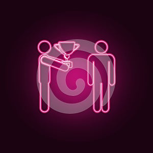 Cup submission to the winner icon. Elements of Sucsess and awards in neon style icons. Simple icon for websites, web design,