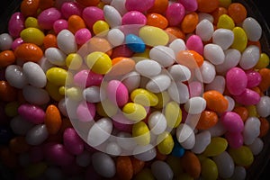 Cup of Sugar Coated Colorful Fennel Seeds