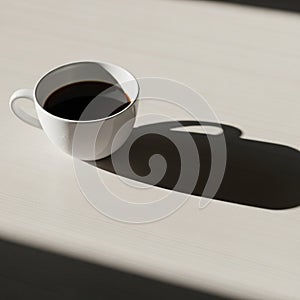 Cup on the table emphasizing its handle and creating a visually