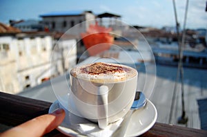 A cup of tasty capuccino