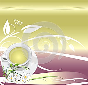 Cup with tea. Abstract background for wrapping