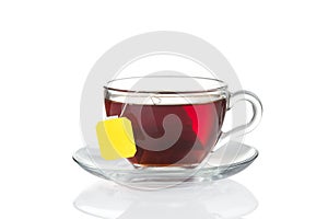 Cup of tea with bag (blank label) inside